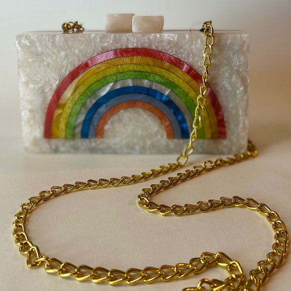 NWT Handcrafted LULU NYC Rainbow Crossbody Handbag - Picture 6 of 8